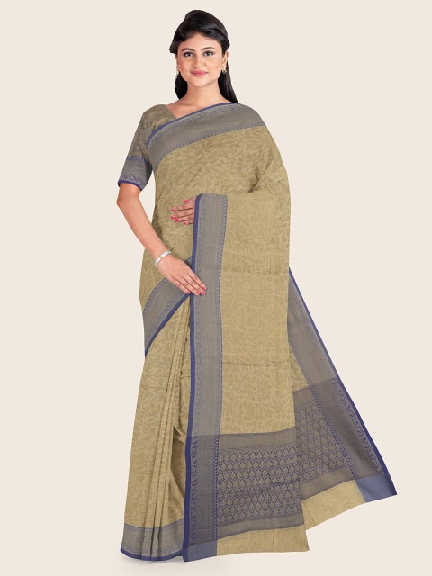 

Pothys Brown & Gold-Toned Floral Printed Zari Saree