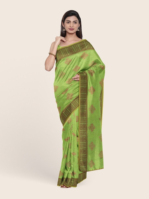 

Pothys Women Green Ethnic Motifs Woven Design Sarees