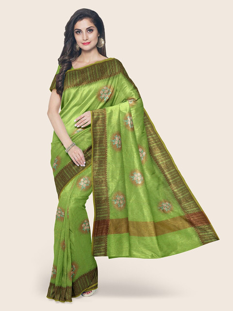 

Pothys Women Green Floral Embroidered Saree