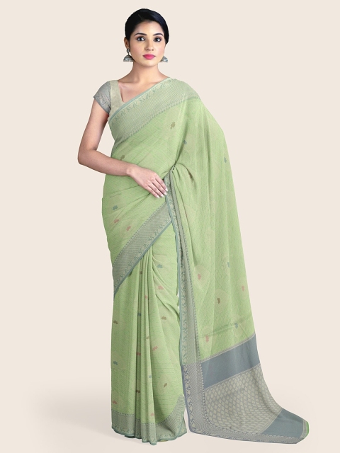 

Pothys Mint Green & Grey Woven Design Zari Art Silk Saree