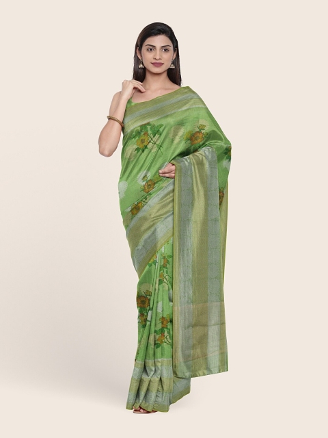 

Pothys Women Green Floral Print Saree