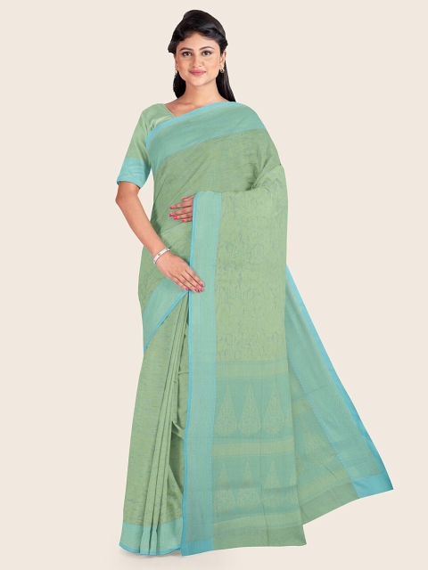 

Pothys Green Woven Design Zari Art Silk Kora Muslin Saree