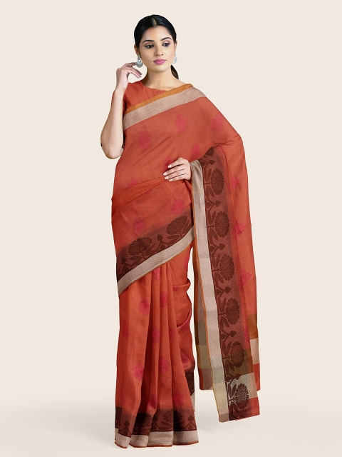 

Pothys Orange & Maroon Floral Saree