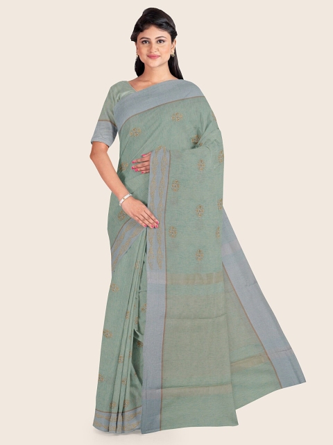 

Pothys Blue Floral Jute Cotton Saree
