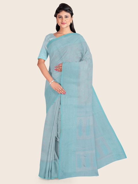 

Pothys Women Blue Woven Design Kora Muslin Saree