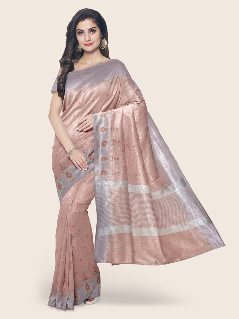 

Pothys Women Rose Floral Embroidered Jute Cotton Saree