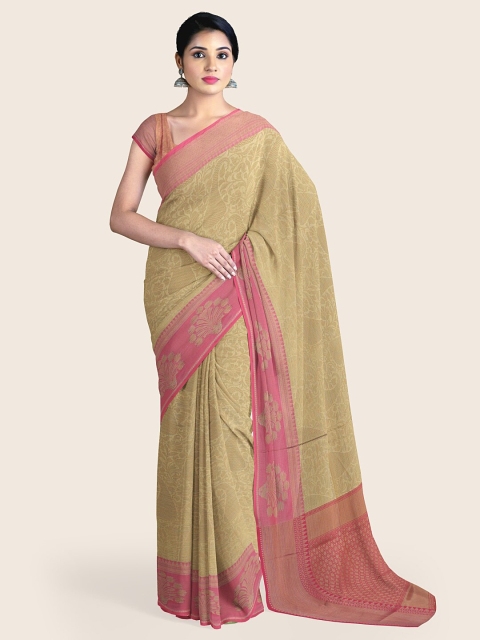 

Pothys Women Green Woven Design Kora Muslin Saree