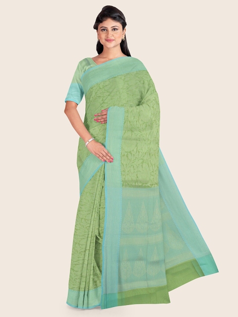 

Pothys Green & Silver-Toned Woven Design Zari Art Silk Saree