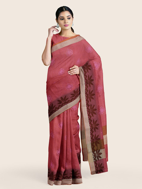 

Pothys Pink Ethnic Motifs Woven Design Saree