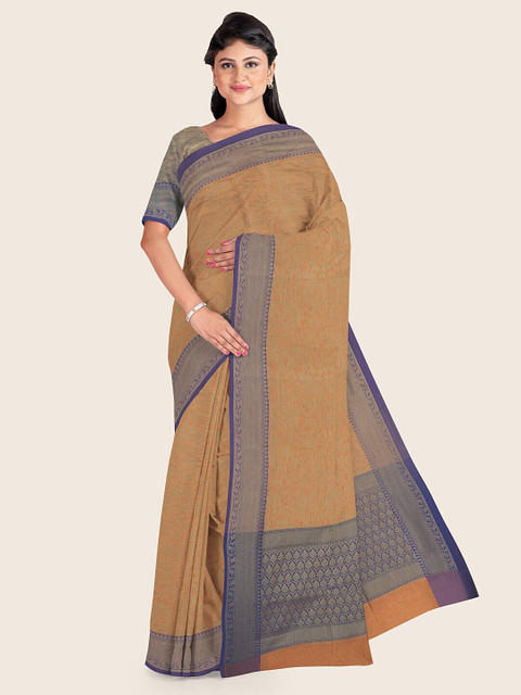 

Pothys Mustard & Violet Ethnic Motifs Art Silk Saree