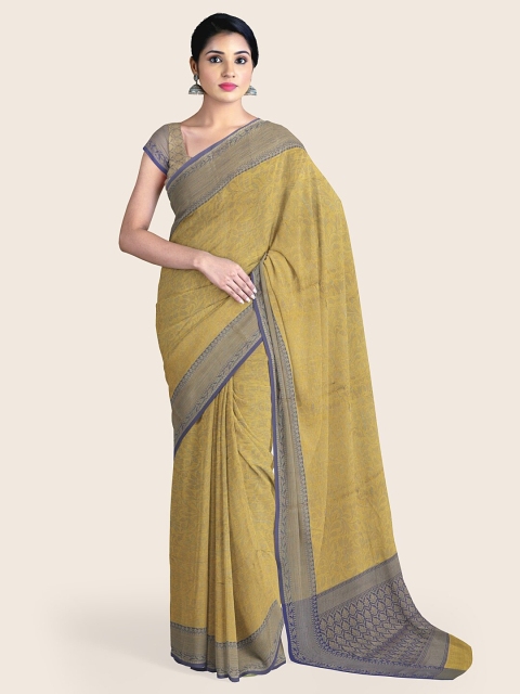 

Pothys Green & Copper-Toned Woven Design Zari Art Silk Saree