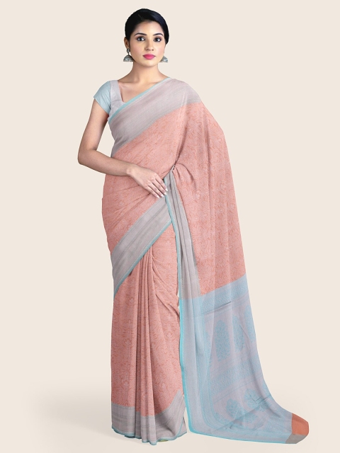 

Pothys Mauve & Blue Ethnic Motifs Art Silk Saree