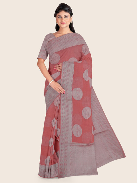 

Pothys Pink & Grey Ethnic Motifs Saree