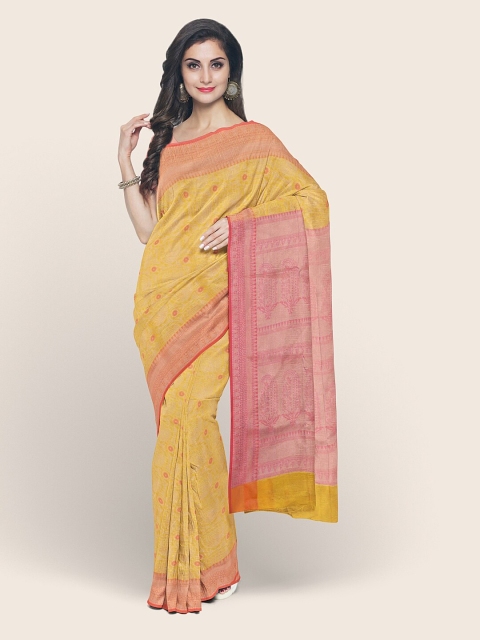 

Pothys Yellow & Pink Woven Design Zari Art Silk Saree