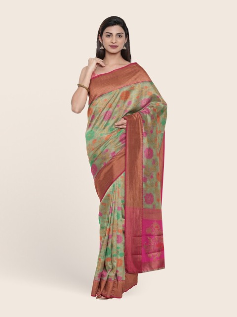 

Pothys Green & Pink Woven Design Zari Tissue Saree
