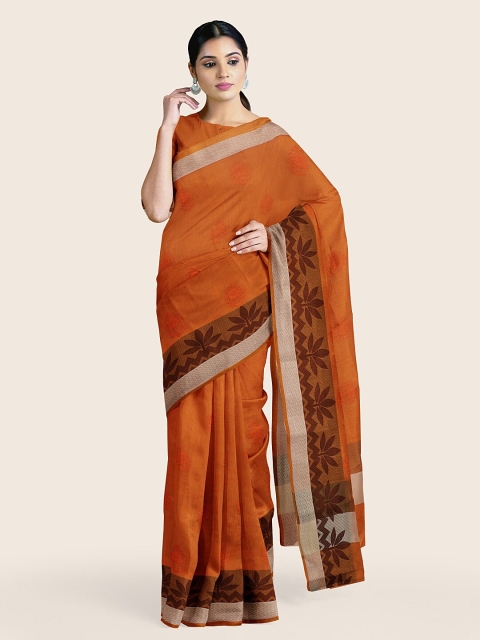 

Pothys Rust & Brown Ethnic Motifs Embroidered Saree