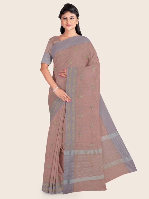 

Pothys Pink & Grey Ethnic Motifs Jute Cotton Saree