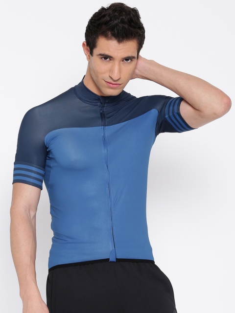 

ADIDAS Men Blue CD.ZERO3.J.SS.K Solid High Neck Cycling Jersey T-shirt