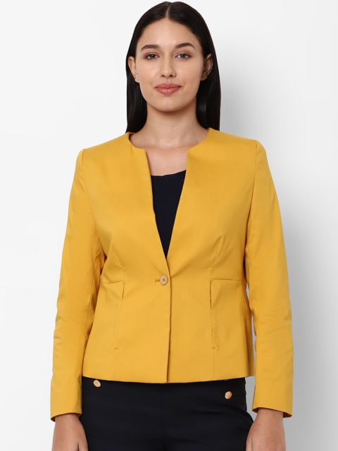 

Allen Solly Woman Yellow Solid Single-Breasted Blazer
