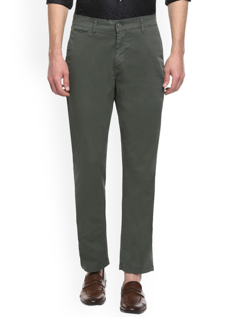

SERGE BLANCO Men Olive Green Cotton Trousers