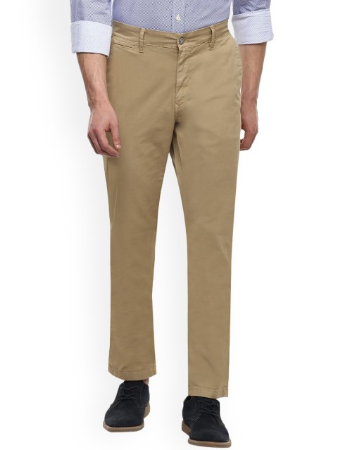 

SERGE BLANCO Men Beige Solid Cotton Trousers
