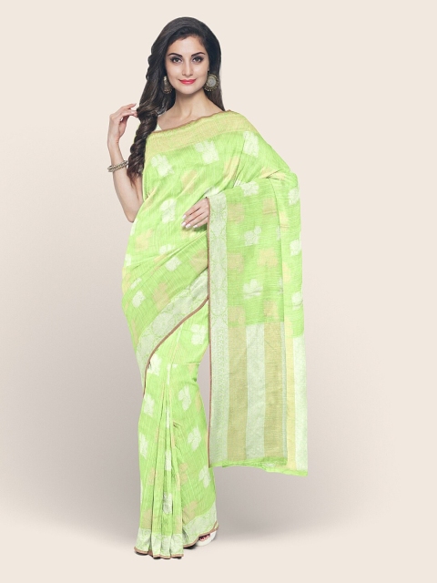 

Pothys Green & White Ethnic Motifs Saree