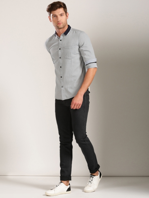 

Harvard Men Grey Self-Design Casual Shirt
