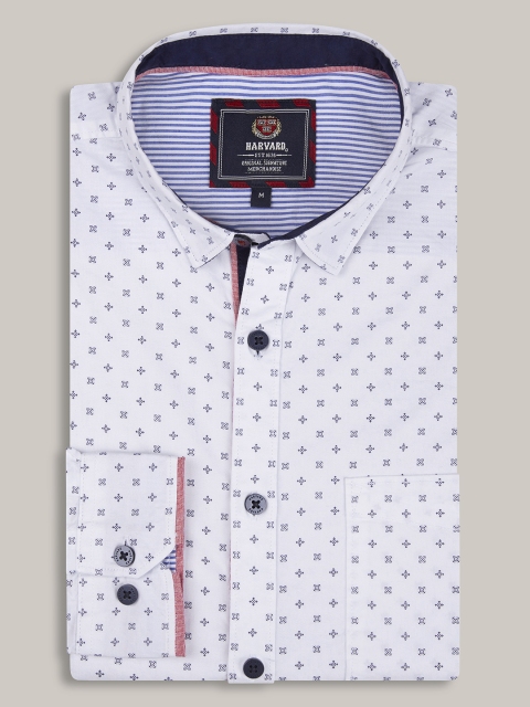 

Harvard Men White Printed Casual Shirt