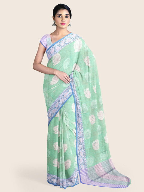 

Pothys Green & Purple Woven Design Saree