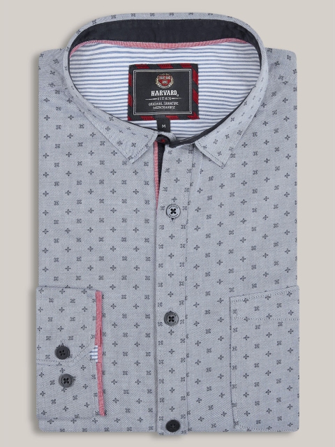 

Harvard Men Blue Printed Casual Shirt