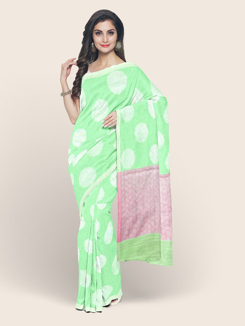 

Pothys Green & Pink Woven Design Saree