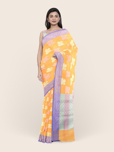 

Pothys Women Orange Floral Woven Design Saree