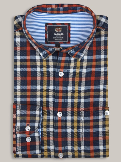

Harvard Navy & Red Checked Indigo Casual Shirt, Navy blue