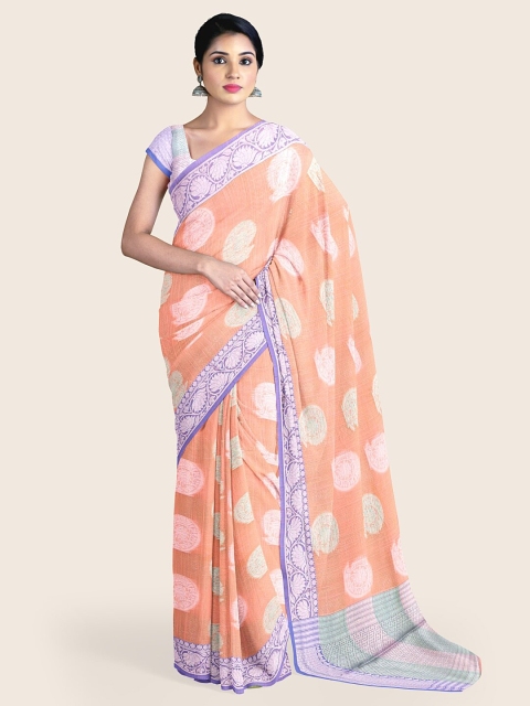 

Pothys Orange & Purple Ethnic Motifs Saree