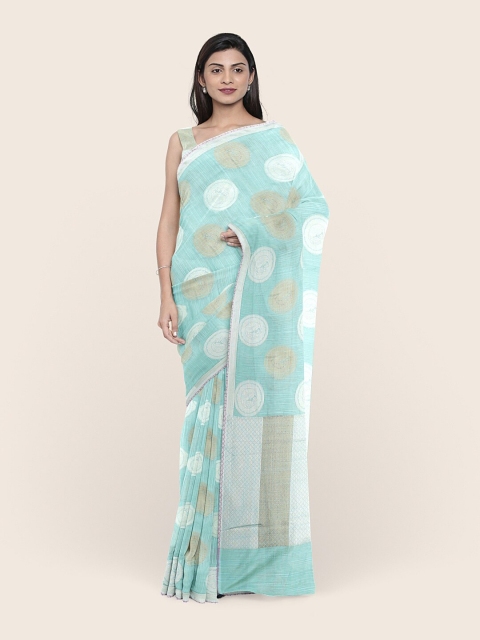 

Pothys Women Blue Floral Woven Design Saree