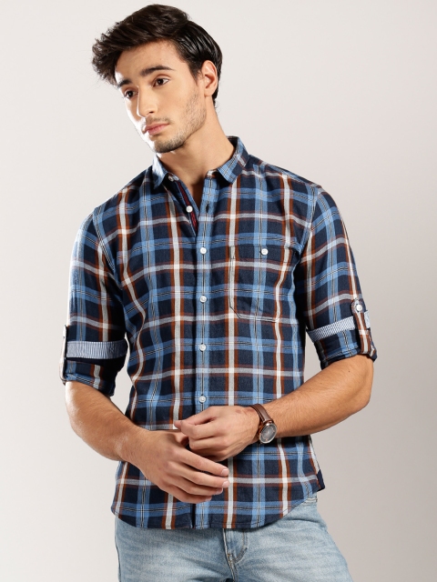 

Harvard Navy Checked Indigo Casual Shirt, Navy blue