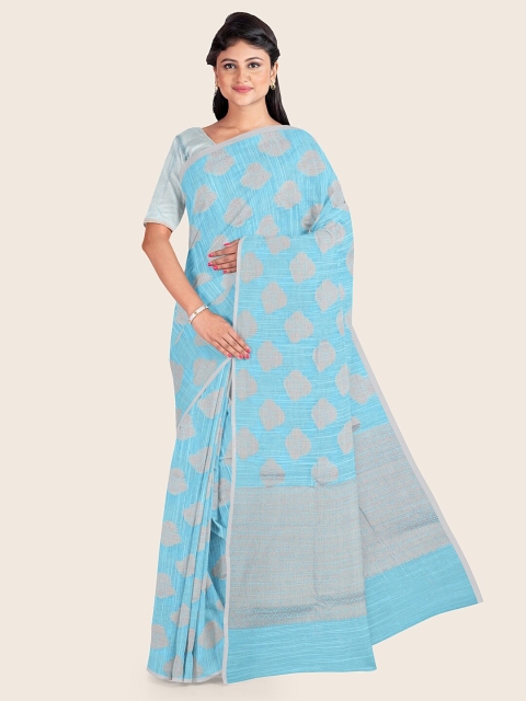 

Pothys Women Blue Floral Woven Design Saree