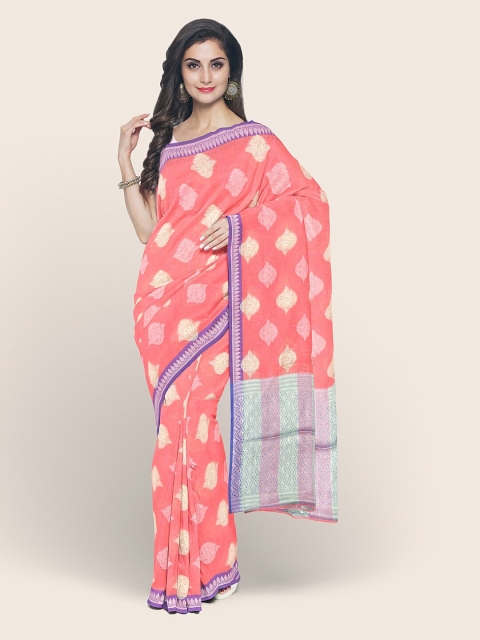 

Pothys Pink & Purple Ethnic Motifs Zari Saree