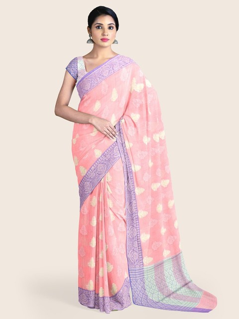 

Pothys Pink & Purple Ethnic Motifs Zari Saree