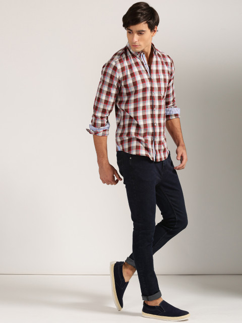 

Harvard Men Brown & Red Twill Checked Signature Casual Shirt