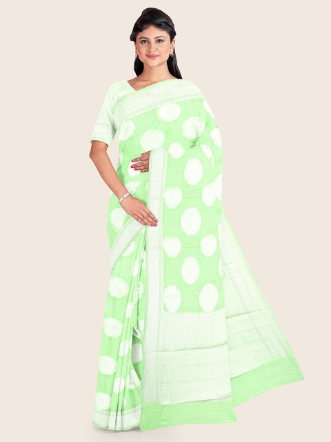 

Pothys Women Green Floral Woven Design Saree