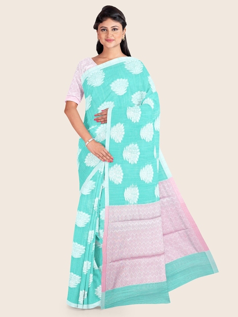 

Pothys Green & Silver-Toned Woven Design Zari Saree