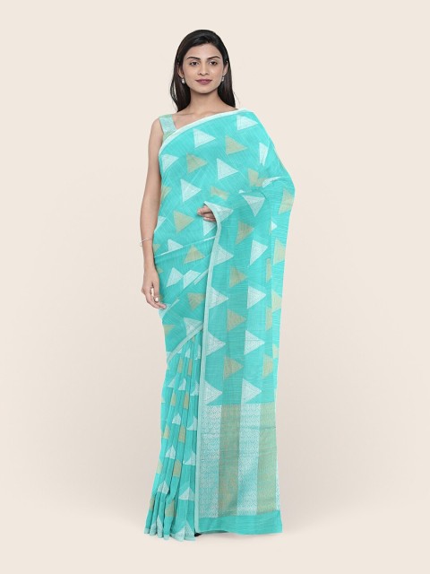 

Pothys Women Blue Geometric Woven Design Saree