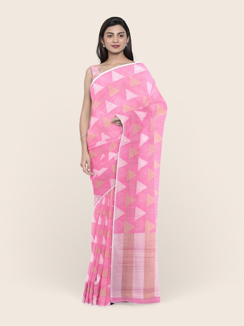 

Pothys Women Pink Geometric Woven Design Saree