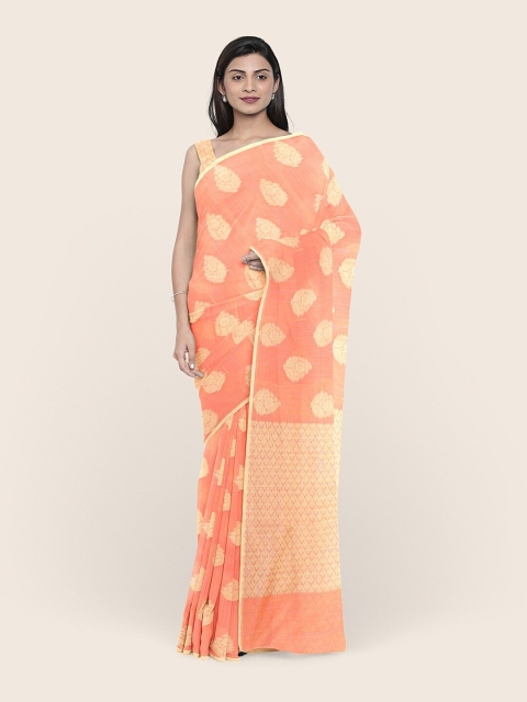 

Pothys Women Orange Floral Woven Design Saree
