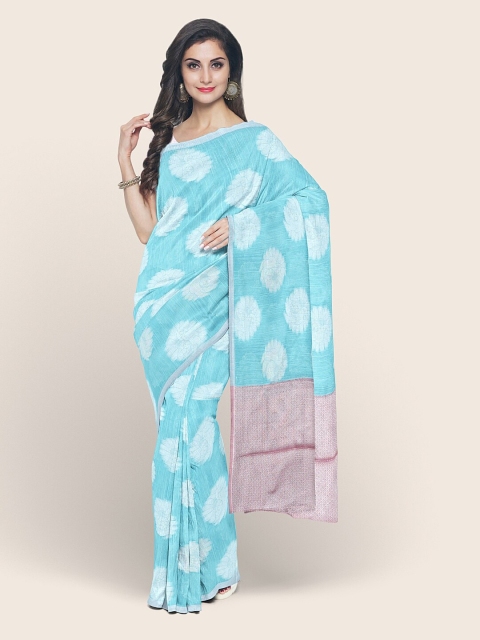 

Pothys Blue & Pink Ethnic Motifs Zari Saree