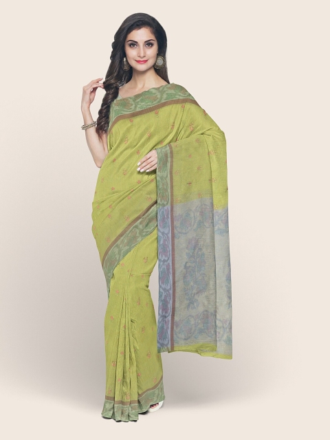 

Pothys Lime Green & Purple Ethnic Motifs Cotton Blend Saree