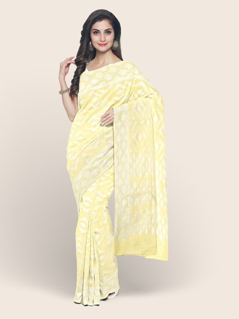 

Pothys Yellow & White Tissue Cotton Saree