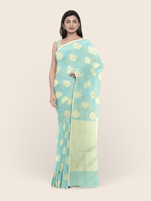 

Pothys Women Blue Floral Woven Design Saree