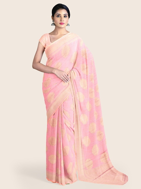 

Pothys Pink & Gold-Toned Woven Design Zari Saree